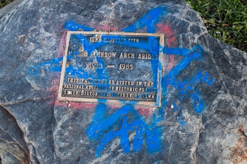 graffiti on historical marker Rainbow Briidge 