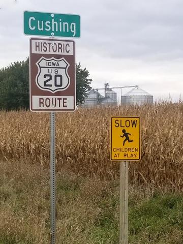 Historic Route 20 sign near Cushing, Iowa 