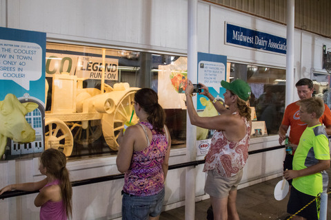 Visitors snapped photos of the iconic Waterloo Boy butter sculpture 2018 Iowa State Fair. 